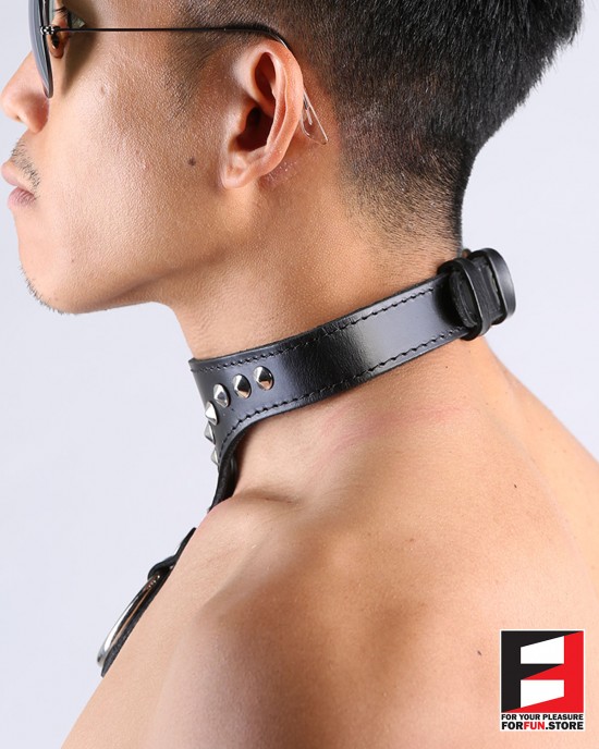 LEATHER O-RING COLLAR CL012A