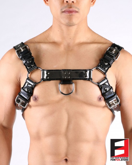 LEATHER BULLDOG STAINLESS STEEL HARNESS HS004S