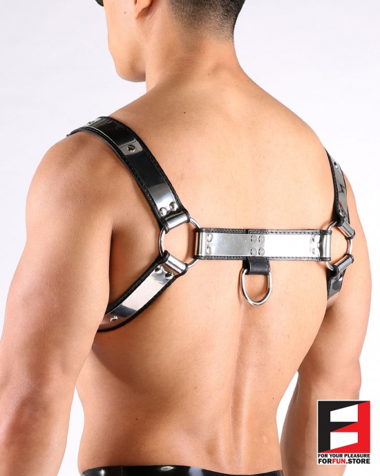 LEATHER BULLDOG STAINLESS STEEL HARNESS HS004S