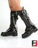 LEATHER PREMIUM POLISH TALL BOOTS WITH BELT & CHAIN SE-BOOT18A