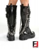 LEATHER PREMIUM POLISH TALL BOOTS WITH BELT & CHAIN SE-BOOT18A