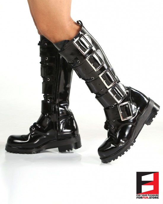 LEATHER PREMIUM POLISH TALL BOOTS WITH BELTS SE-BOOT18B