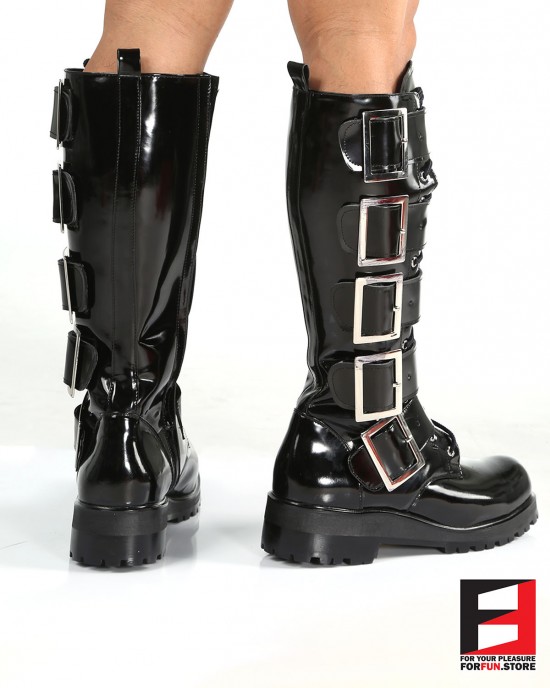 LEATHER PREMIUM POLISH TALL BOOTS WITH BELTS SE-BOOT18B