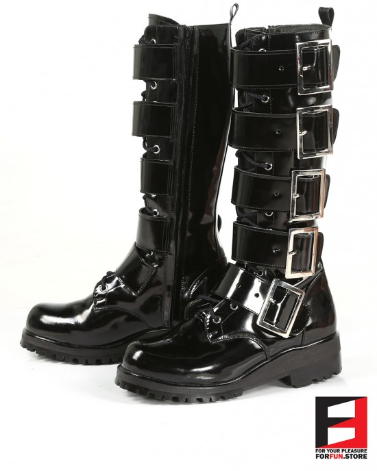 LEATHER PREMIUM POLISH TALL BOOTS WITH BELTS SE-BOOT18B